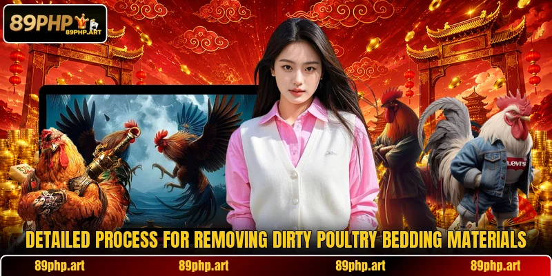 Detailed process for removing dirty poultry bedding materials