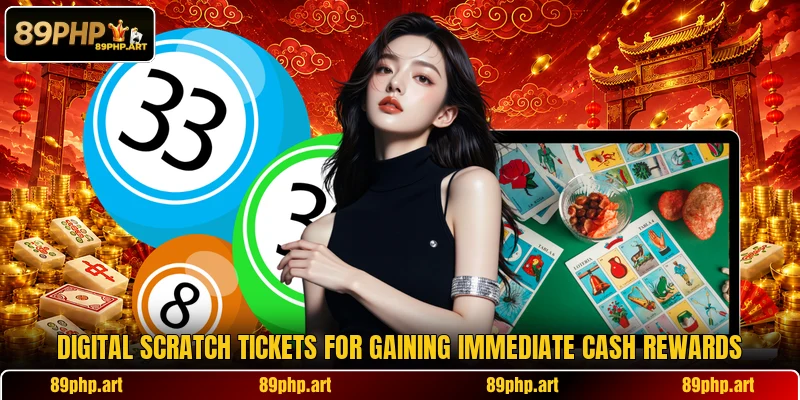 Digital scratch tickets for gaining immediate cash rewards