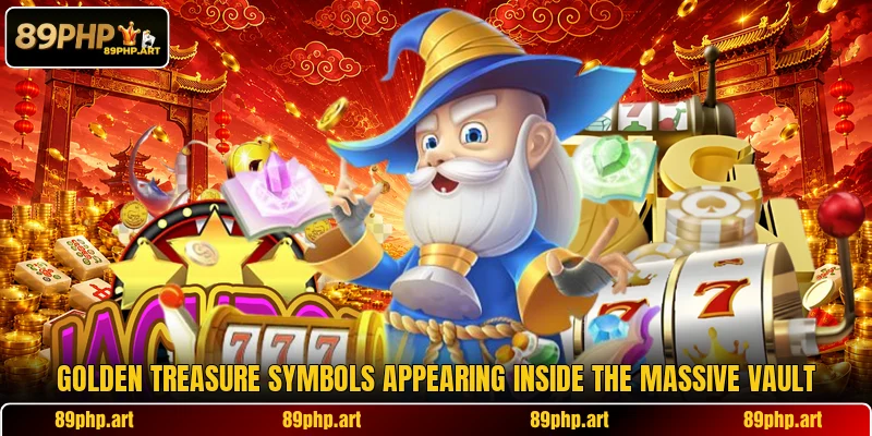 Golden treasure symbols appearing inside the massive vault
