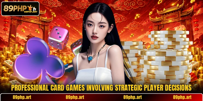 Professional card games involving strategic player decisions