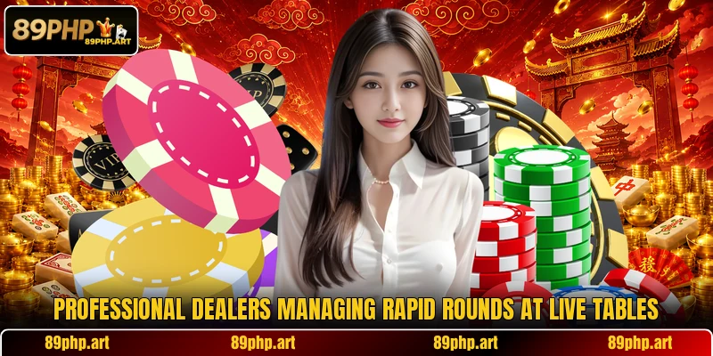 Professional dealers managing rapid rounds at live tables
