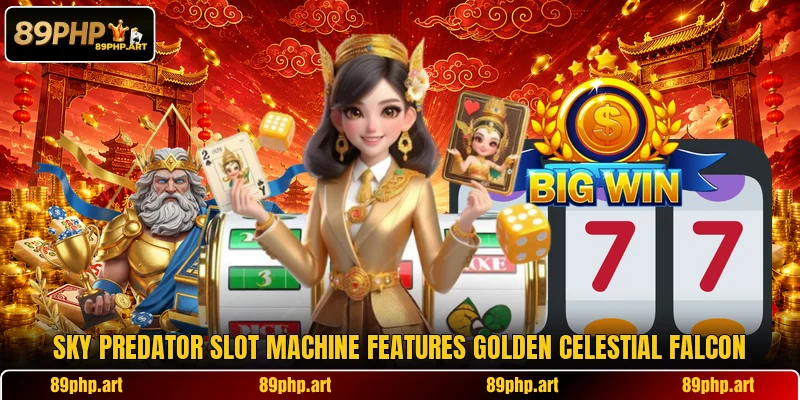 Sky predator slot machine features golden Celestial Falcon