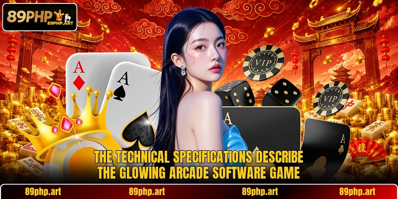 The technical specifications describe the glowing arcade software game